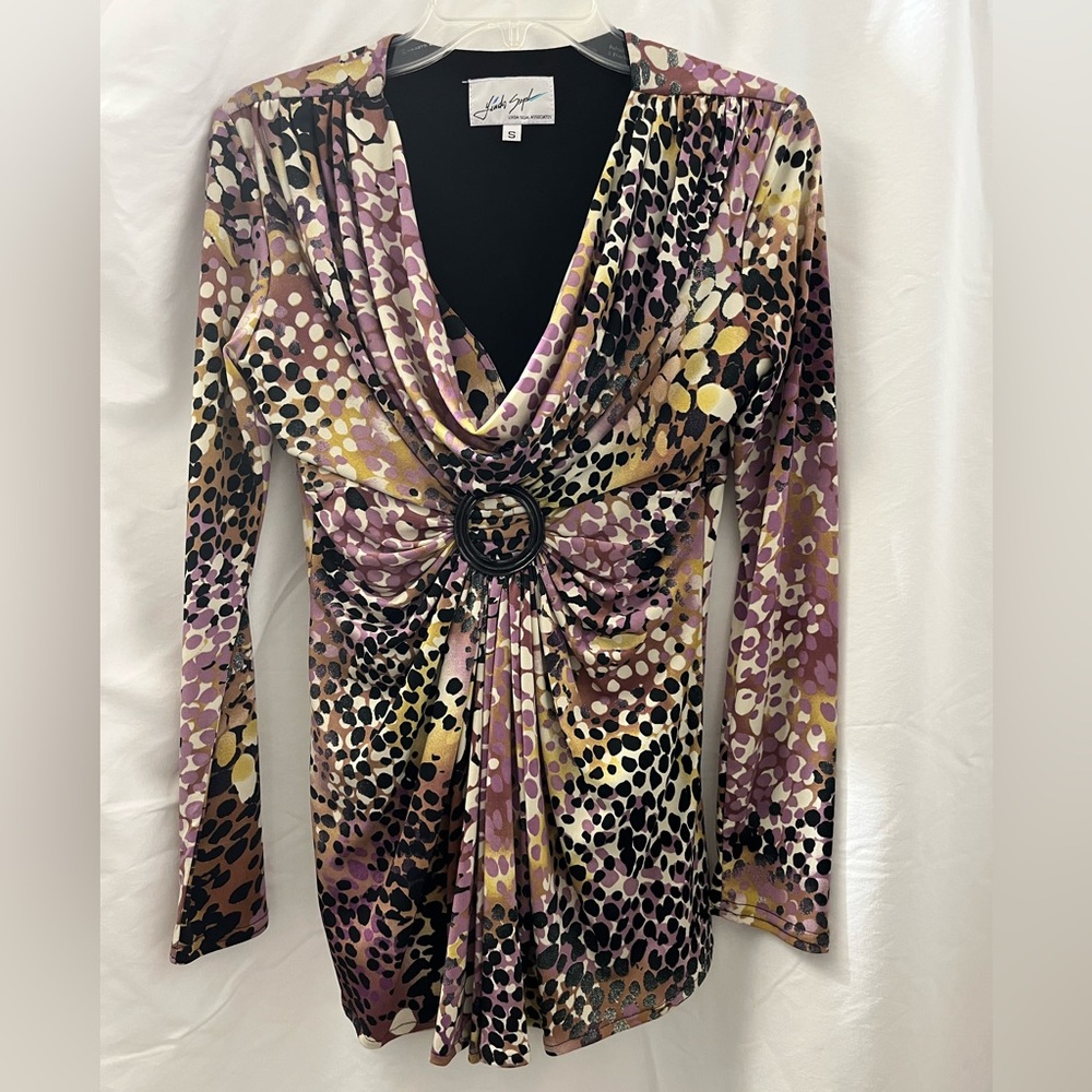 Linda segal satin long sleeve shirt